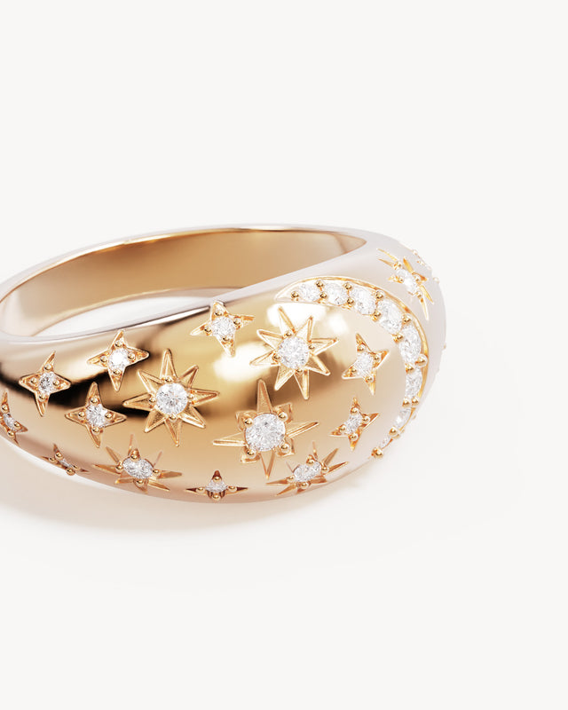 18k Gold Vermeil My Moon and Stars Ring