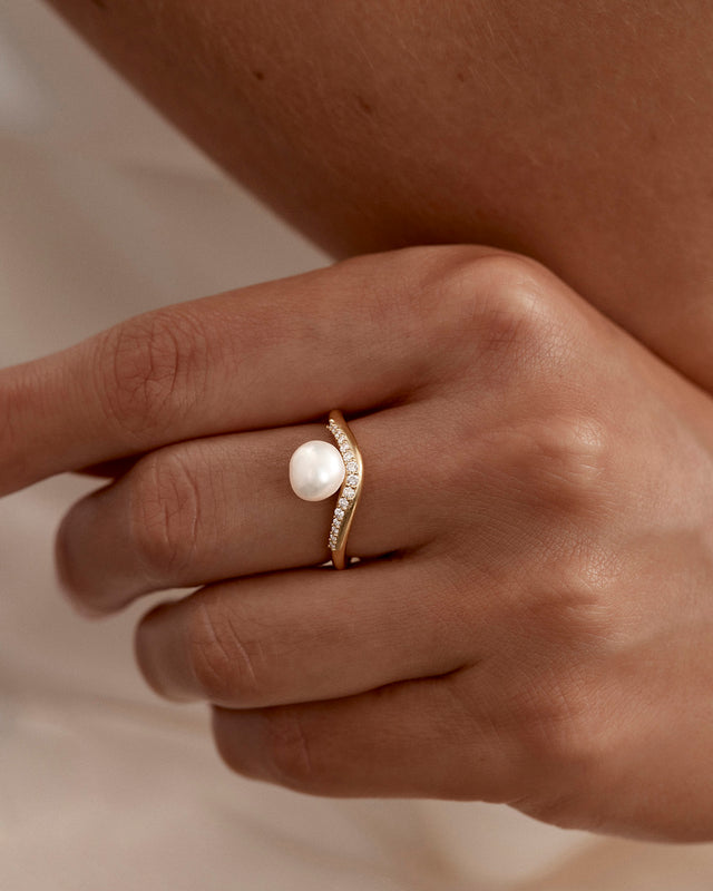 18k Gold Vermeil Love With Grace Lab-Grown Diamond Pearl Ring