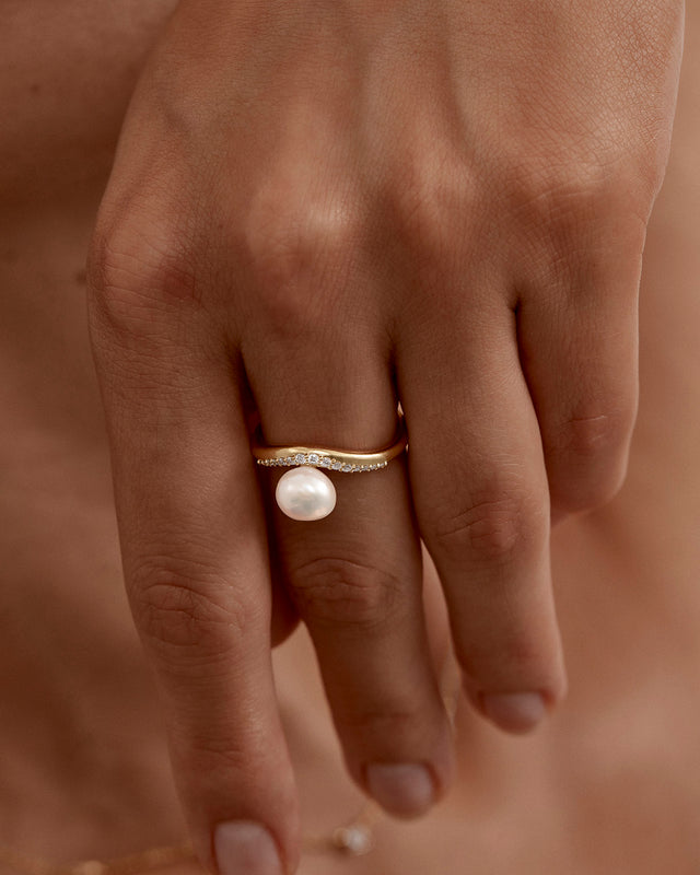 18k Gold Vermeil Love With Grace Lab-Grown Diamond Pearl Ring