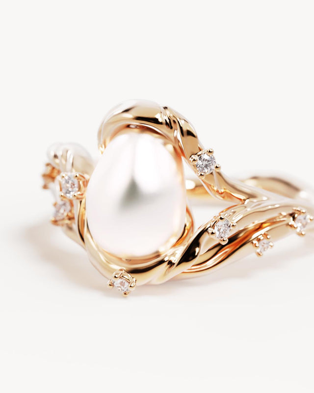 18k Gold Vermeil Dive Into Serenity Pearl Ring