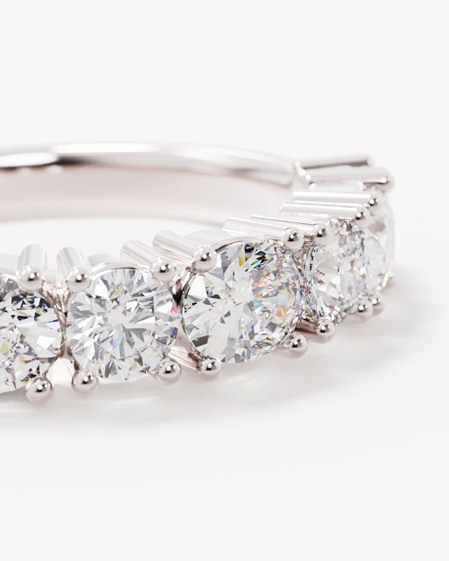 18k Solid White Gold Infinite Bloom Diamond Wedding Band