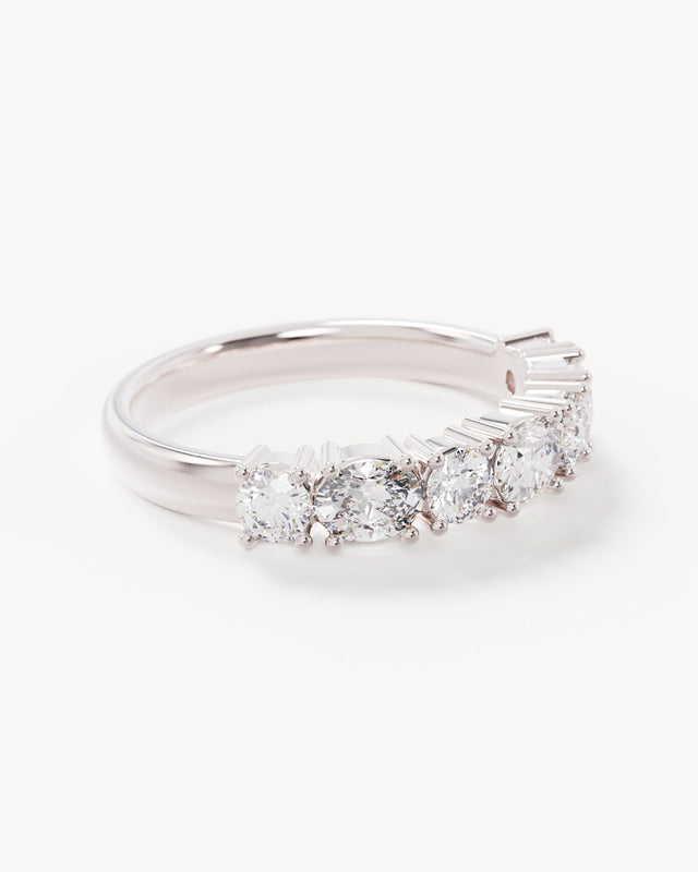 18k Solid White Gold Infinite Bloom Diamond Wedding Band
