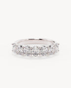 18k Solid White Gold Radiant Halo Diamond Wedding Band