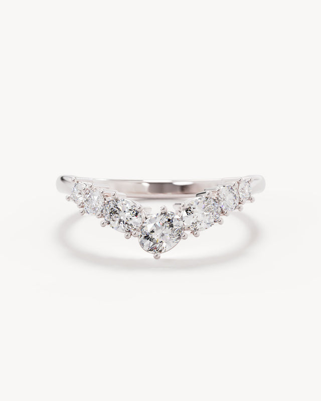 18k Solid White Gold Love Embraced Diamond Wedding Band
