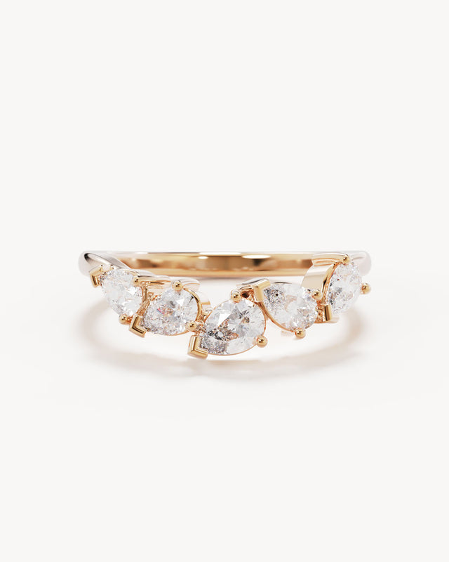 18k Solid Gold Romance Diamond Wedding Band