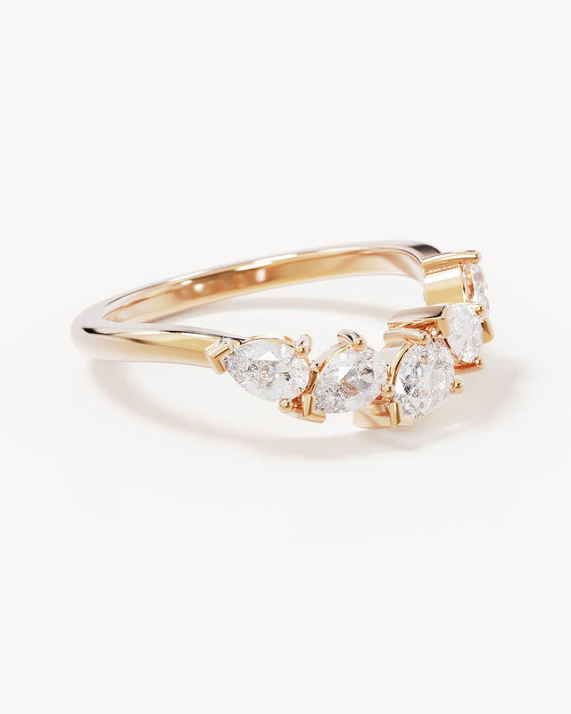 18k Solid Gold Romance Diamond Wedding Band