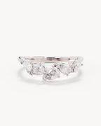 18k Solid White Gold Romance Diamond Wedding Band