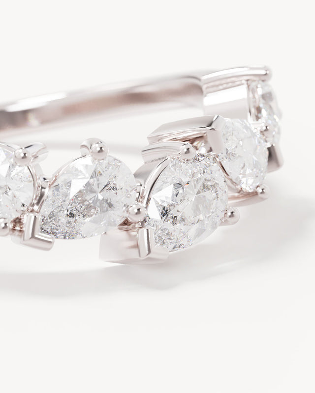 18k Solid White Gold Romance Diamond Wedding Band
