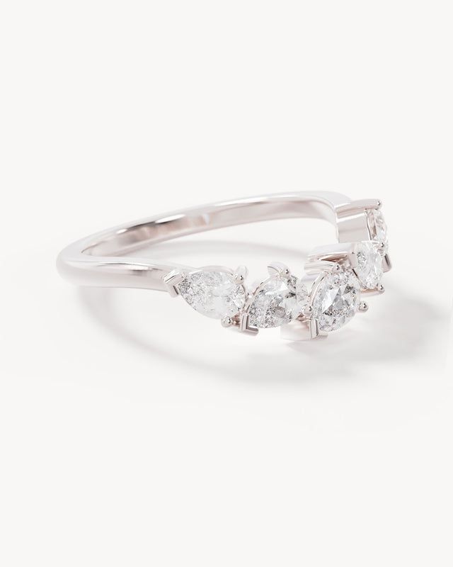 18k Solid White Gold Romance Diamond Wedding Band