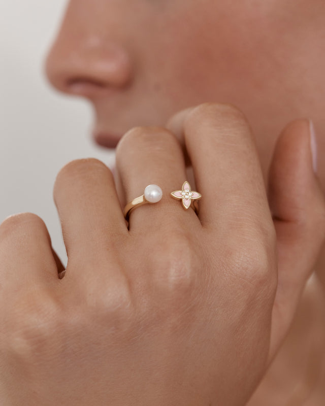 18k Gold Vermeil Lotus Dreams Pearl Ring