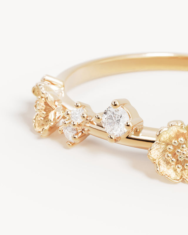 9k Solid Gold Awakened Garden Lab-Grown Diamond Ring