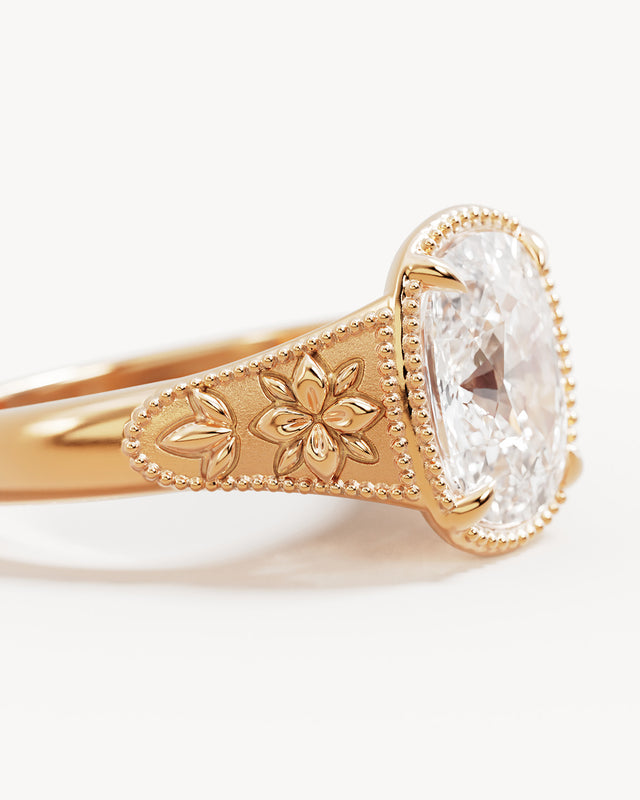 9k Solid Gold Lotus Dreams Sapphire Ring