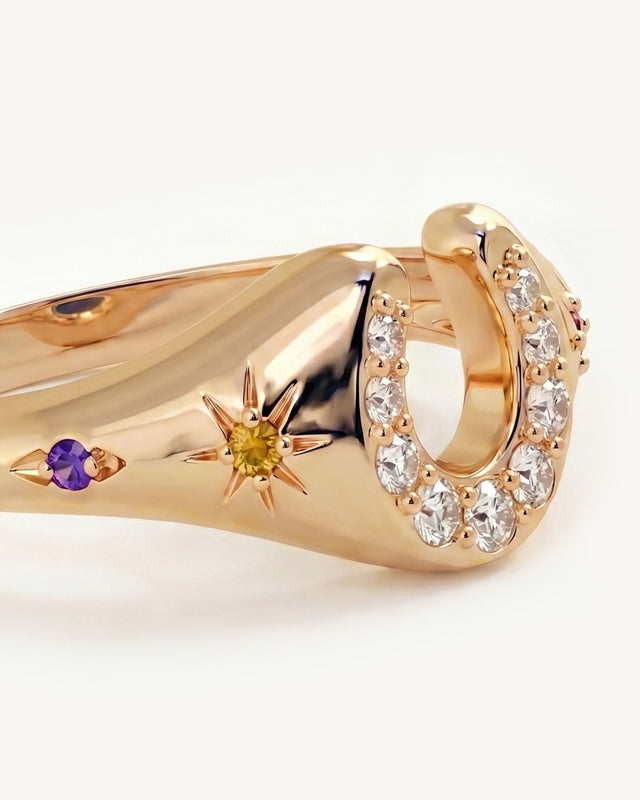 18k Gold Vermeil Lucky Horseshoe Ring