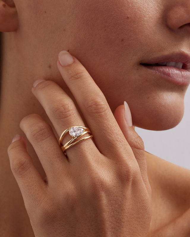 18k Gold Vermeil Joy of Life Ring - Crystal