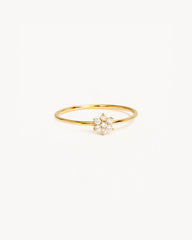 14k Solid Gold Crystal Lotus Flower Ring