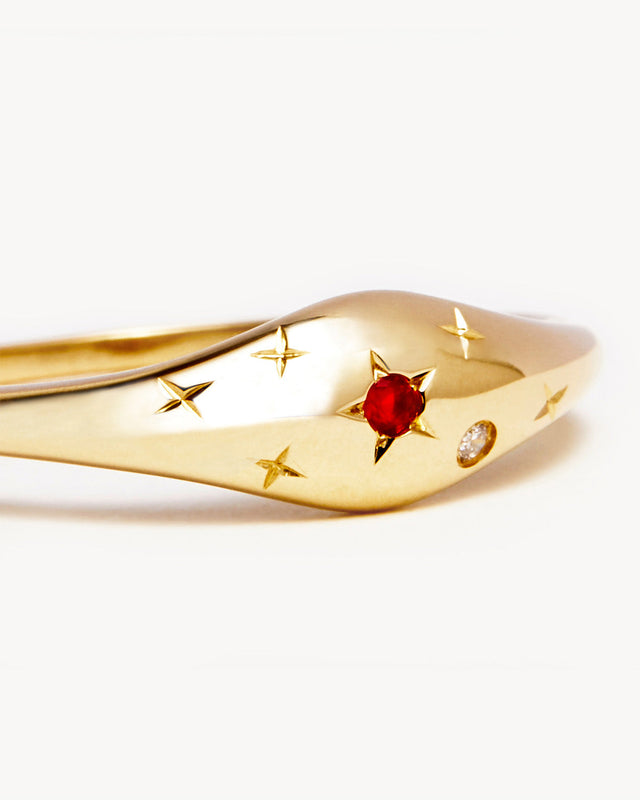 14k Solid Gold Lucky Starry Night Zodiac Diamond Ring - Scorpio