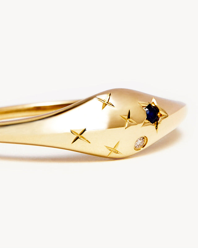 14k Solid Gold Lucky Starry Night Zodiac Diamond Ring - Virgo