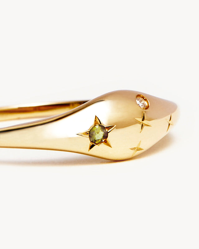 14k Solid Gold Lucky Starry Night Zodiac Diamond Ring - Leo