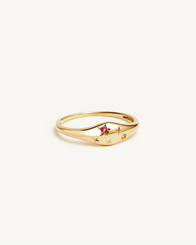 14k Solid Gold Lucky Starry Night Zodiac Diamond Ring - Libra