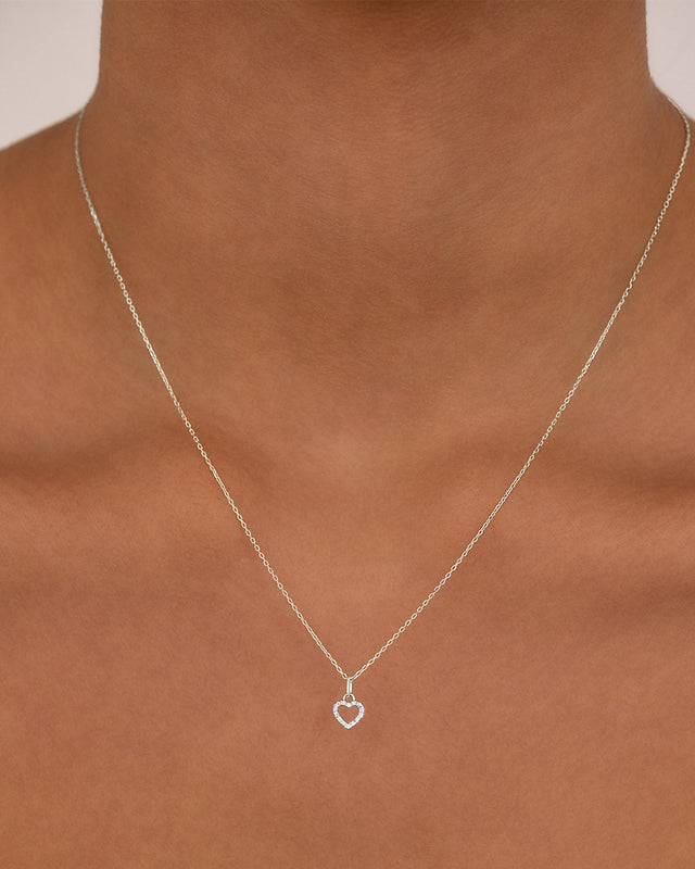 14k Solid White Gold Eternal Love Diamond Necklace Pendant