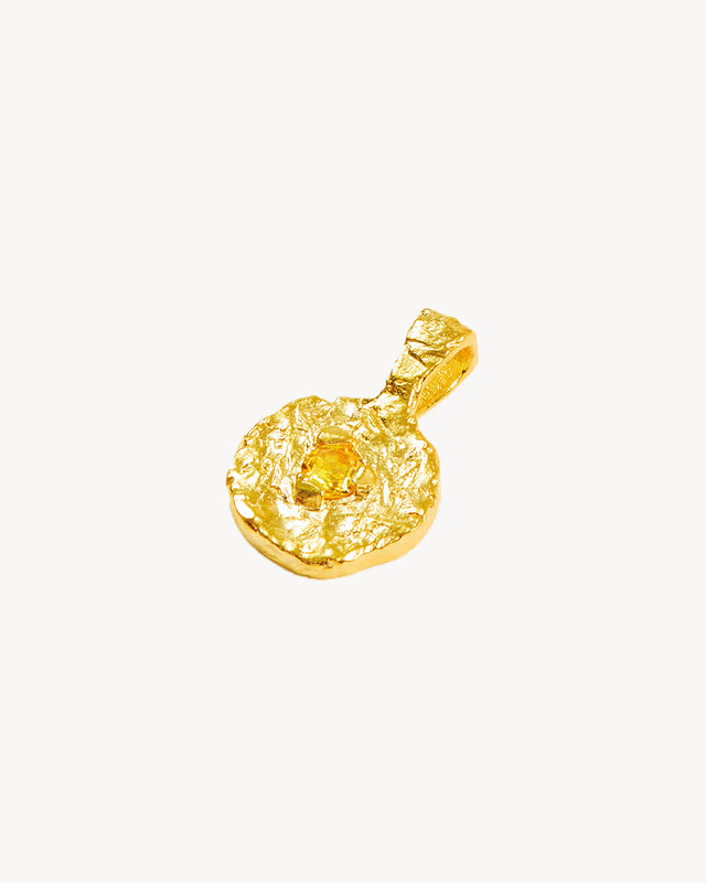 18k Gold Vermeil Written In The Stars Birthstone Necklace Pendant - November - Citrine