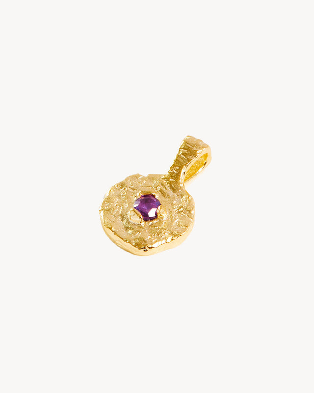 18k Gold Vermeil Written In The Stars Birthstone Necklace Pendant - February - Amethyst