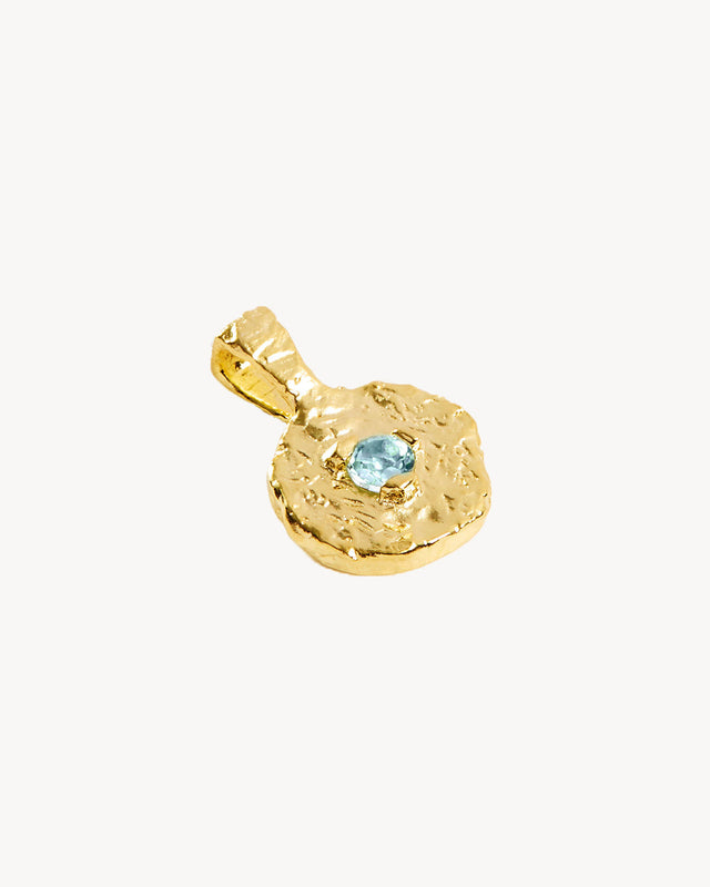 18k Gold Vermeil Written In The Stars Birthstone Necklace Pendant - March - Aquamarine