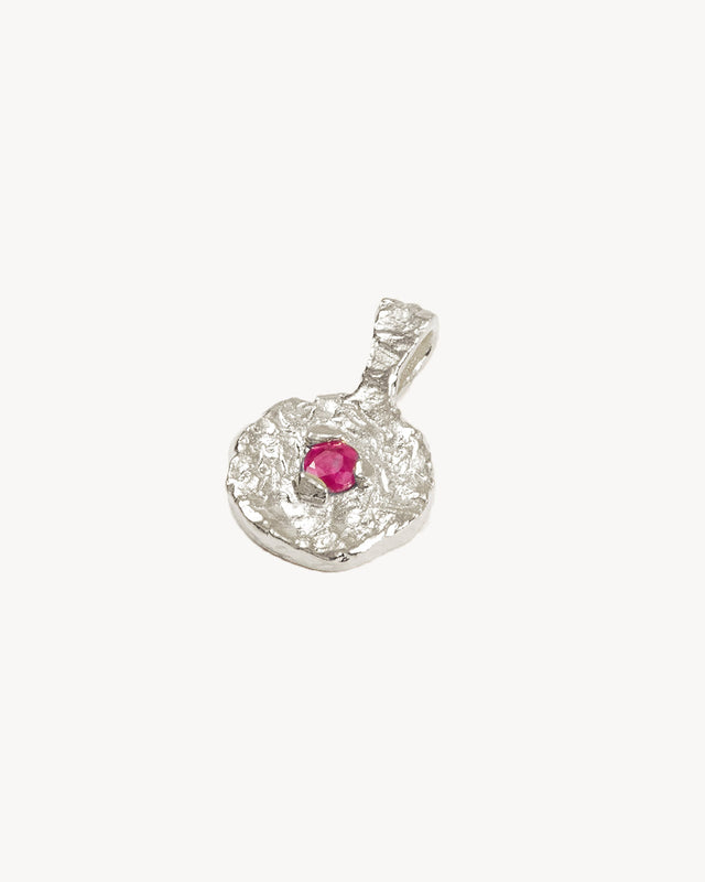 Sterling Silver Written In The Stars Birthstone Necklace Pendant - July - Ruby