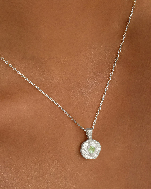 Sterling Silver Written In The Stars Birthstone Necklace Pendant - August - Peridot