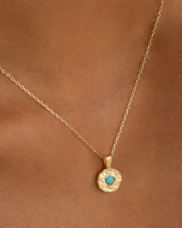 18k Gold Vermeil Written In The Stars Birthstone Necklace Pendant - December - Turquoise