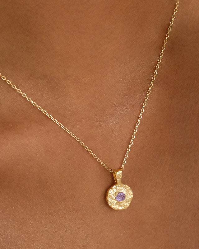 18k Gold Vermeil Written In The Stars Birthstone Necklace Pendant - February - Amethyst